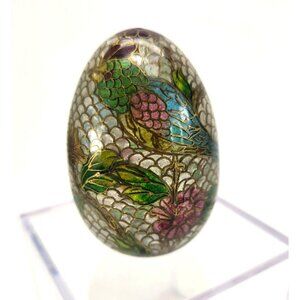 Handcrafted Egg Cloisonné Glass Enamel Decorative Design Bird & Flowers je214